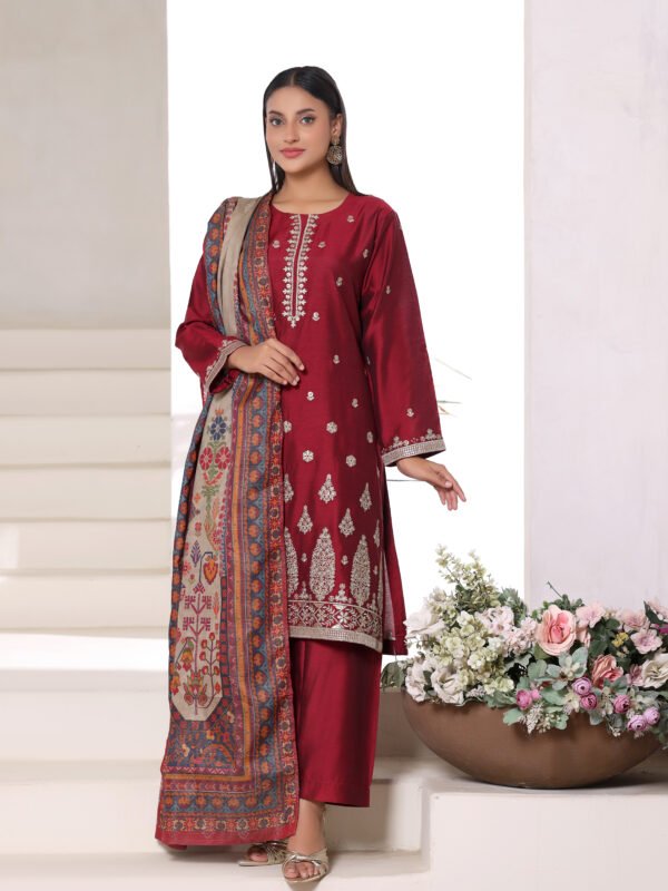 3 Pcs Embroidered Suit (Stiched)