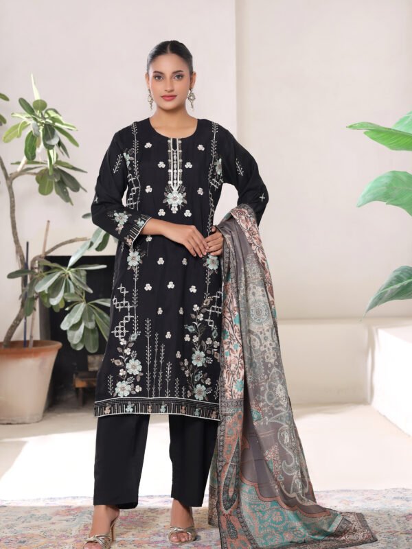 3 Pcs Embroidered Suit (Stiched)