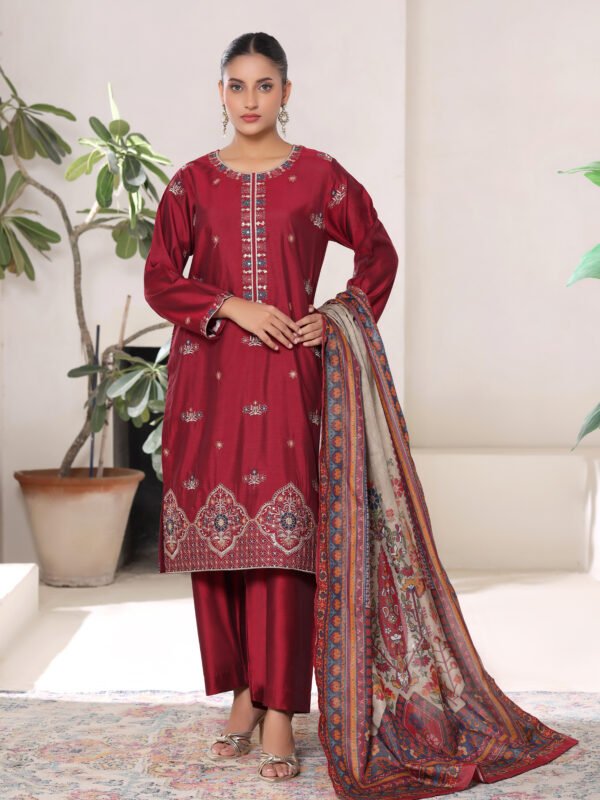 3 Pcs Embroidered Suit (Stiched)