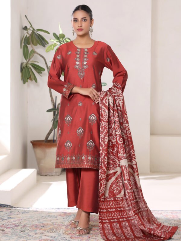 3 Pcs Embroidered Suit (Stiched)