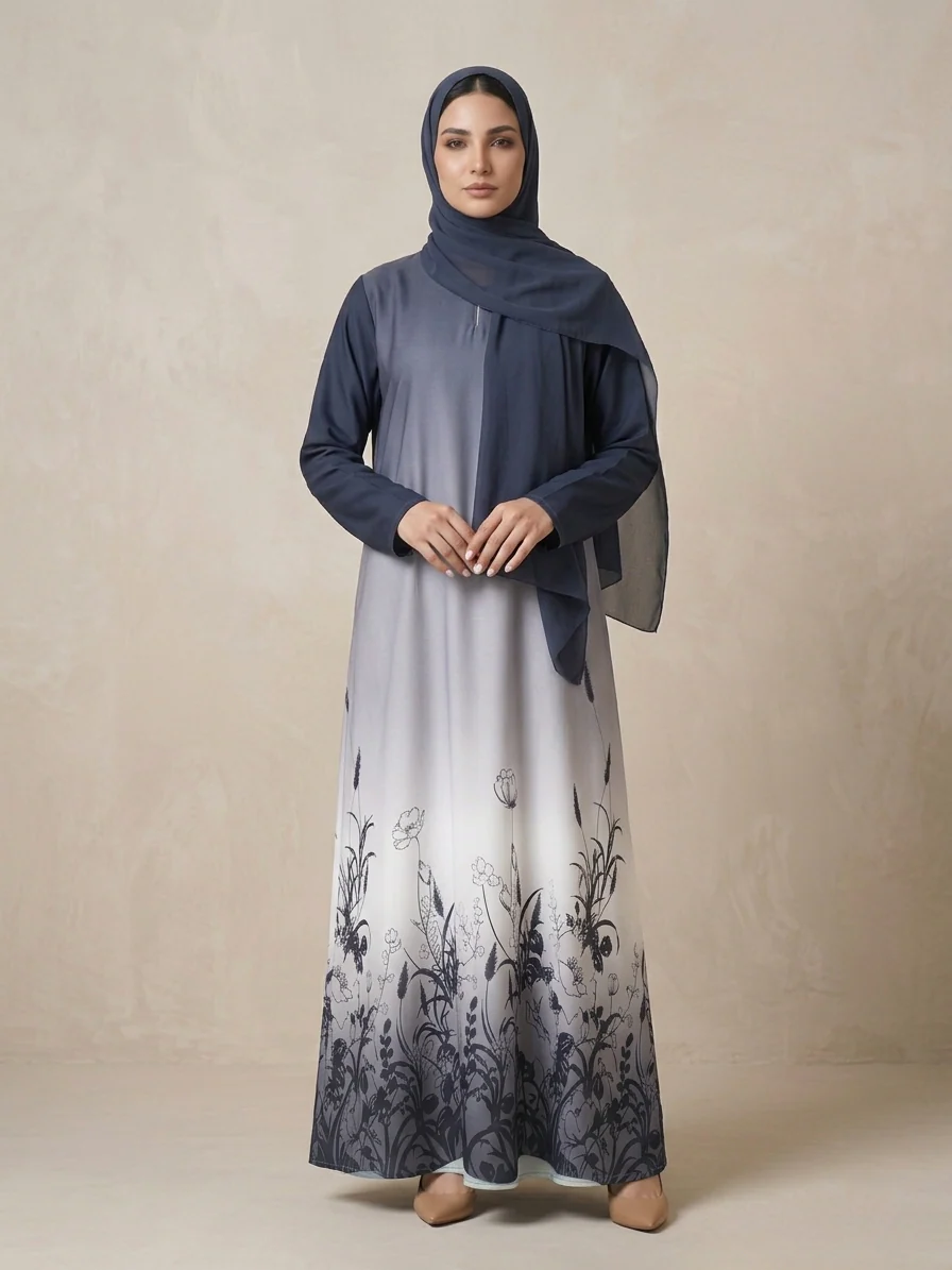 Grey Ombre Abaya