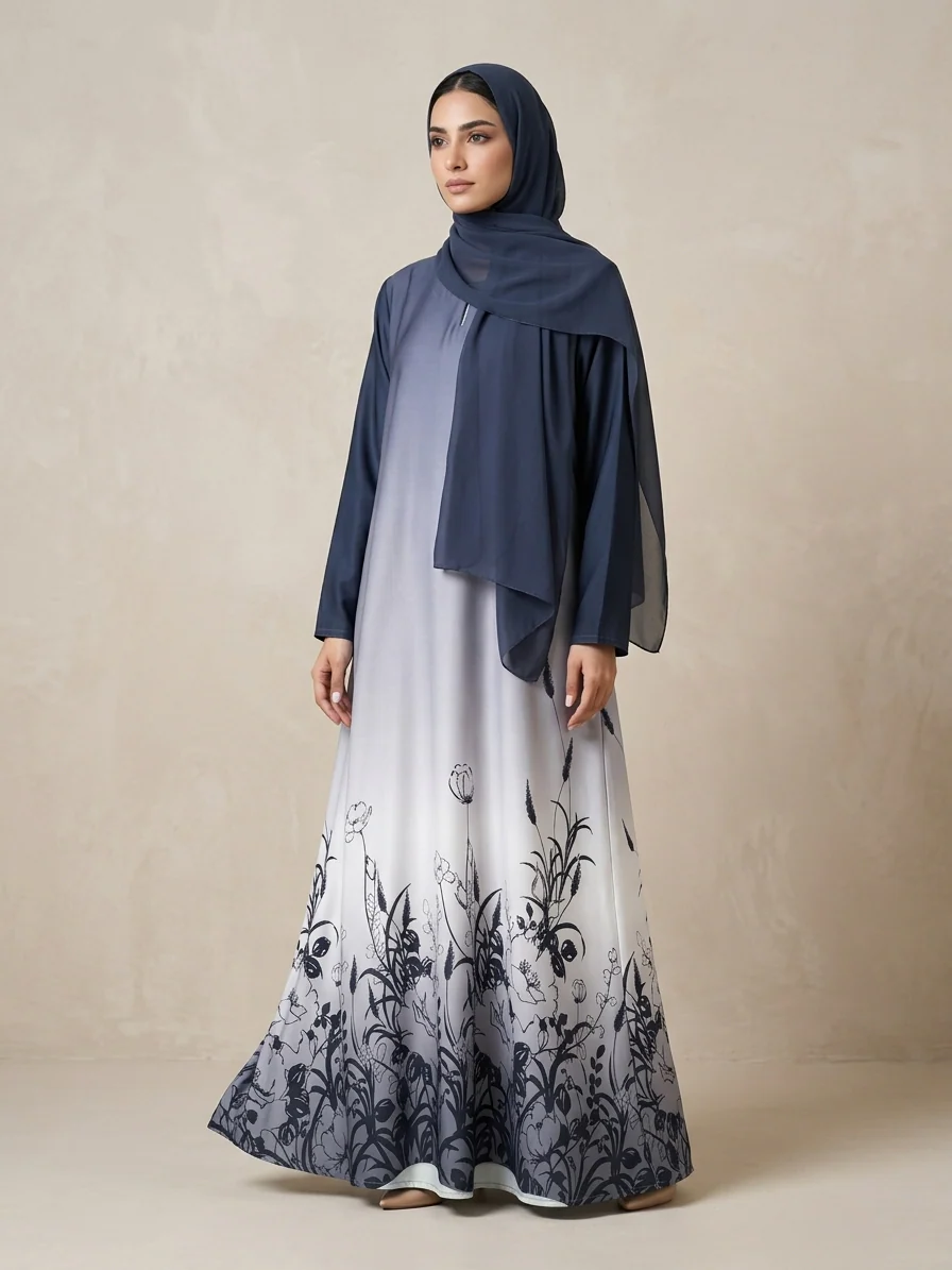 Grey Ombre Abaya - Image 2