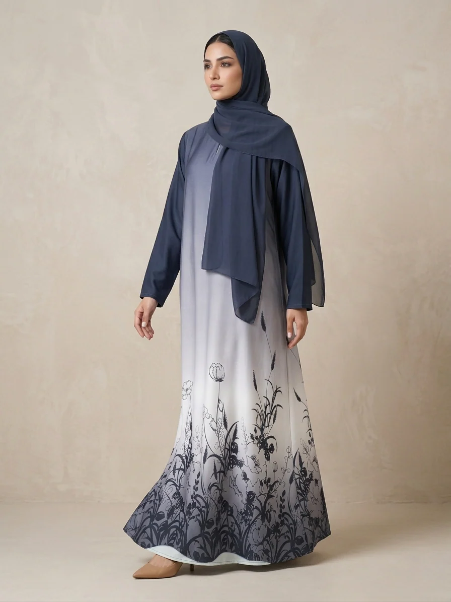 Grey Ombre Abaya - Image 3