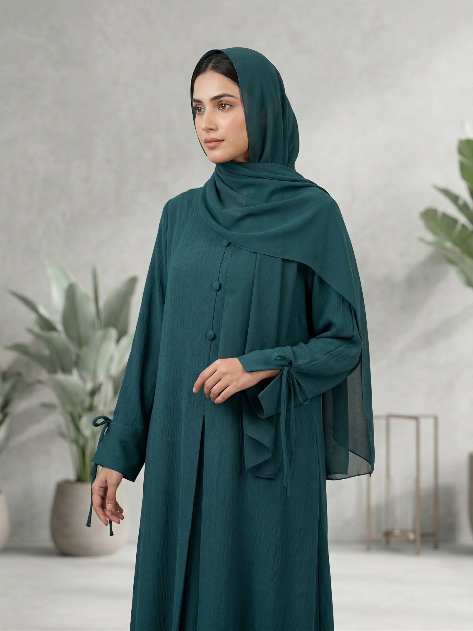 Aura Tie-Cuff Abaya - Image 2