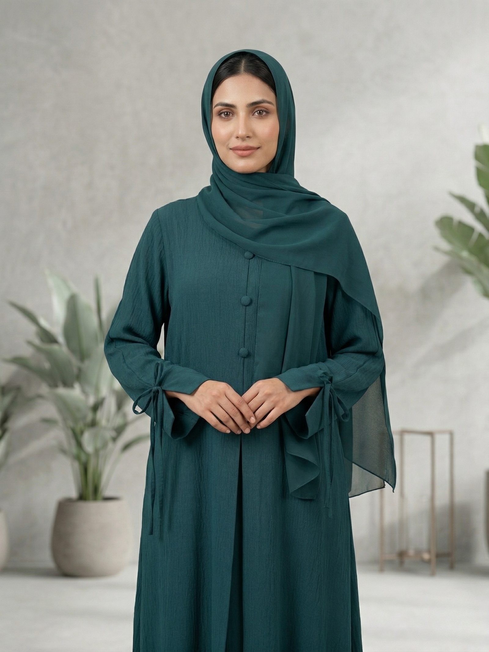 Aura Tie-Cuff Abaya - Image 3