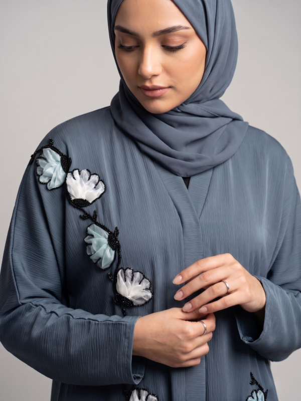 The Slate Blossom Abaya