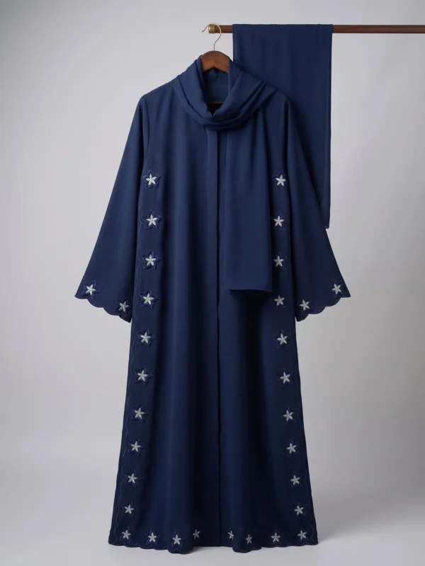 Navy Blossom Abaya