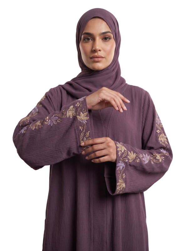 Plum Flora Abaya